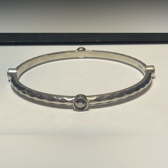 GRAZIANO Silver Tone Bangle Bracelet With 4 Stains Of Bezel-set Item # 249 - Picture 1 of 4